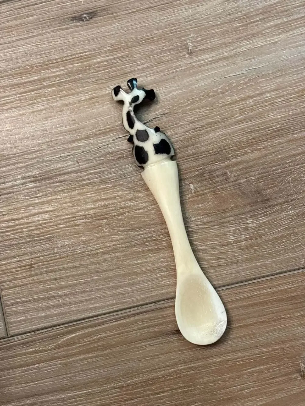 Hand Carved Giraffe Bone Salt Cellar Spoon